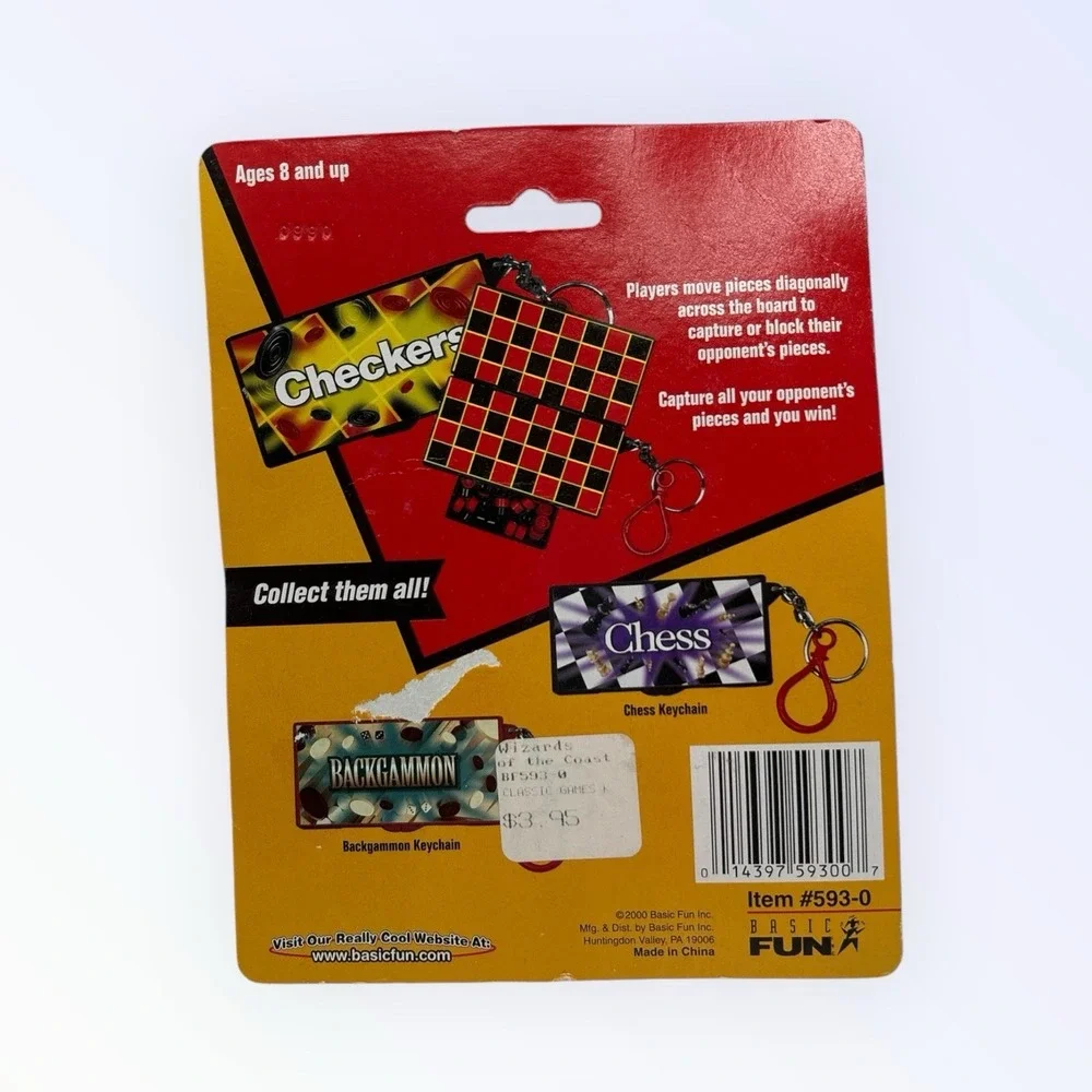 Vintage‎ Checkers Mini Travel Game Keychain Basic Fun 2000 New In Package
